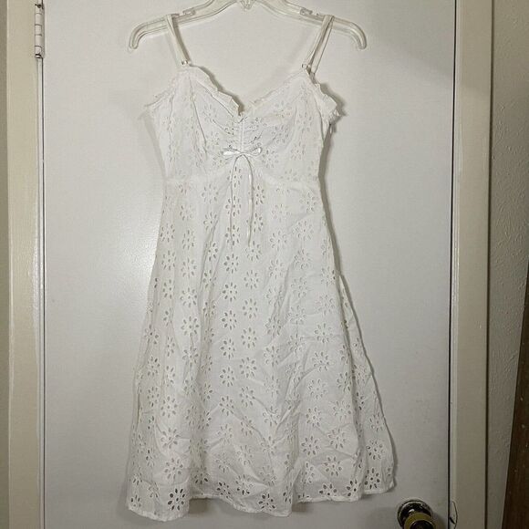 KENZO white lace eyelet sleeveless shift mini dress size XS Fr 36 - Picture 1 of 6